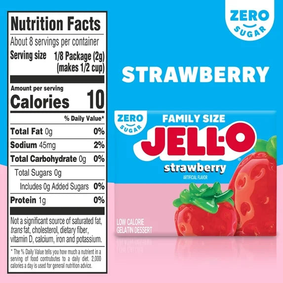 Gelatina Jell-o Family Size Zero Sugar