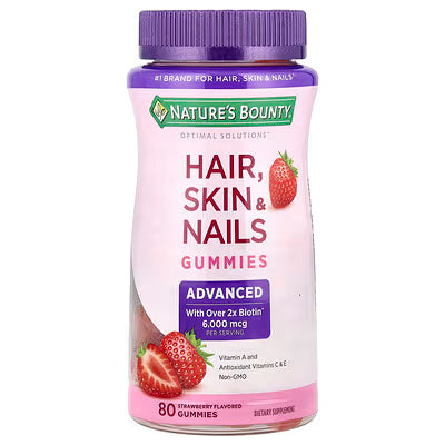 Gomitas Nature's Bounty, Advanced Hair, Skin, & Nails, Strawberry, 80 Gummies