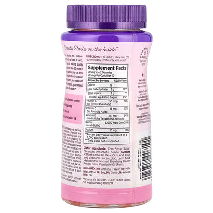 Gomitas Nature's Bounty, Advanced Hair, Skin, & Nails, Strawberry, 80 Gummies