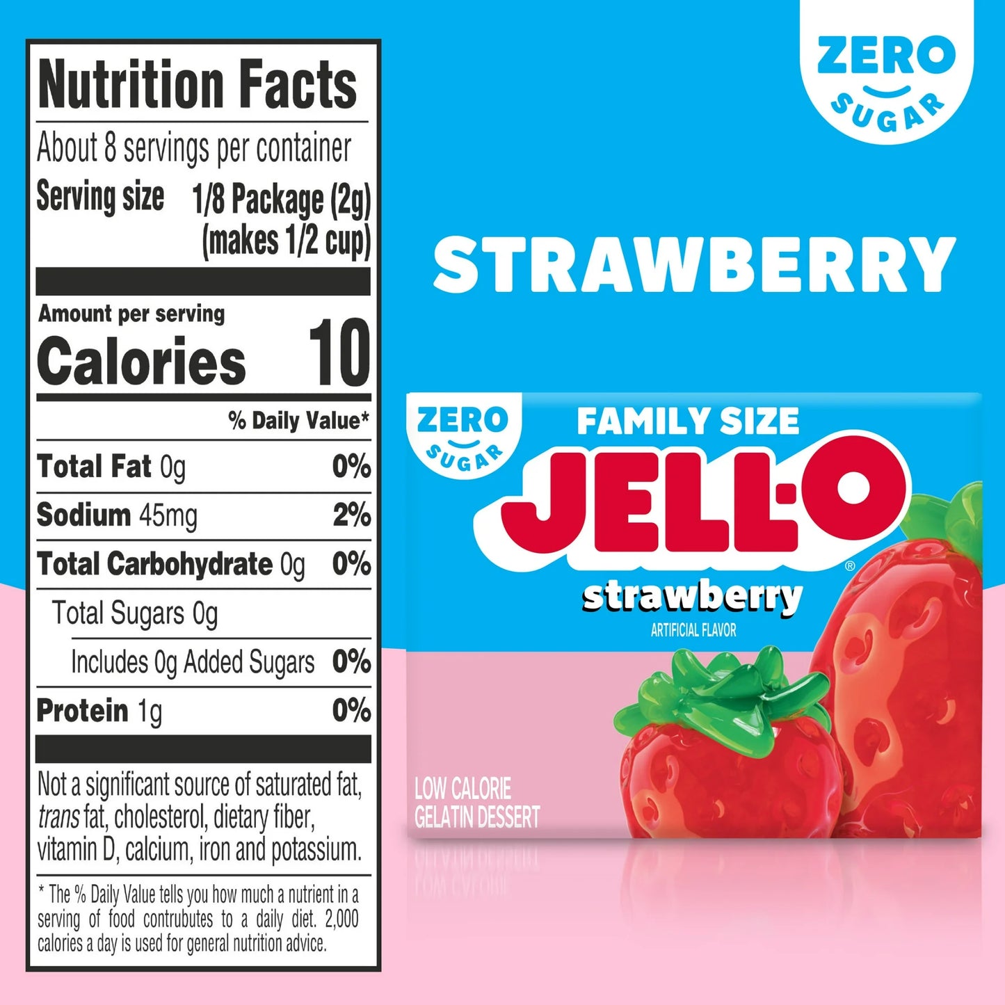 jell-o sabor fresa family size zero sugar